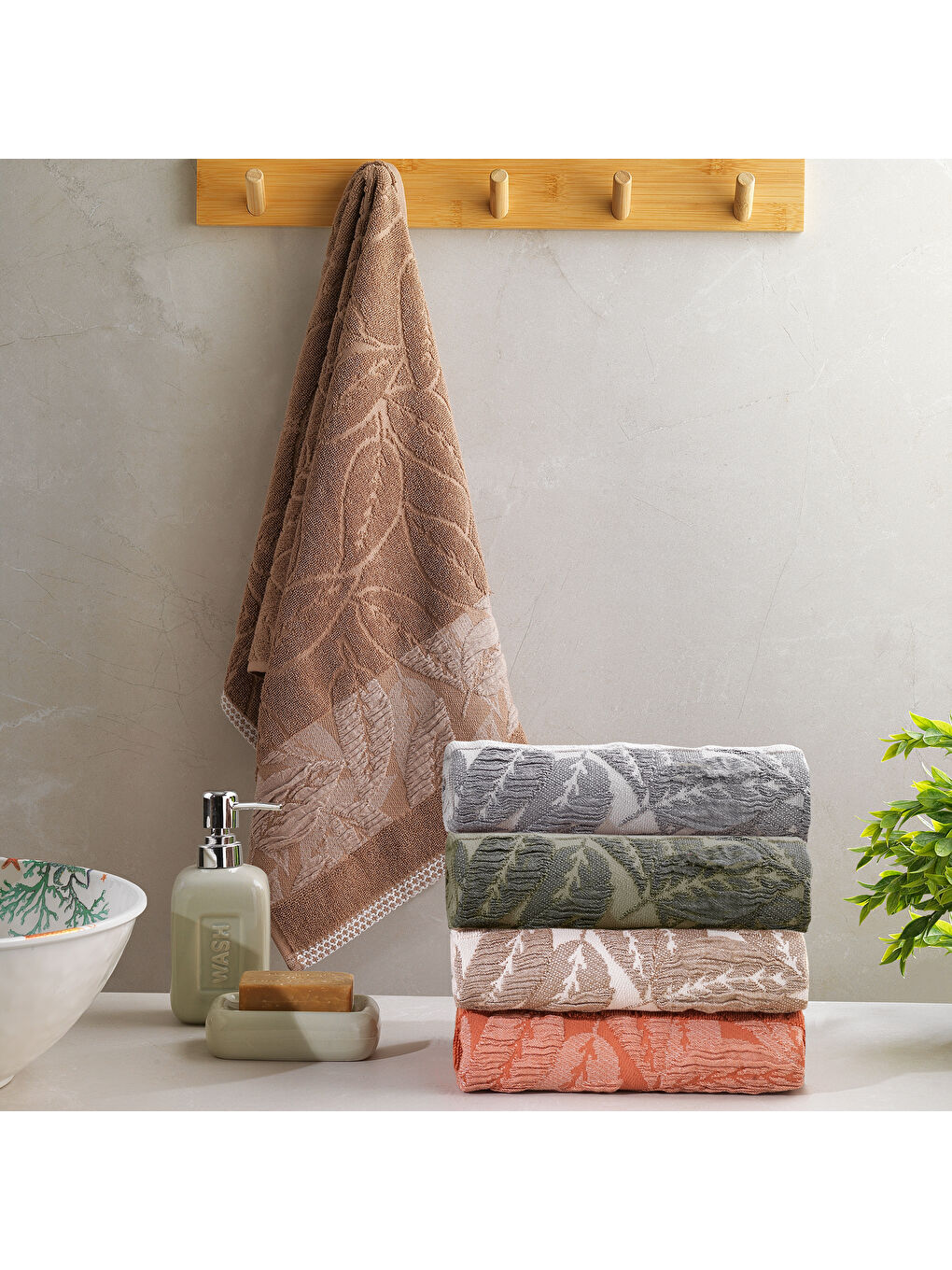 Kahverengi Home Adore Jakarlı Havlu