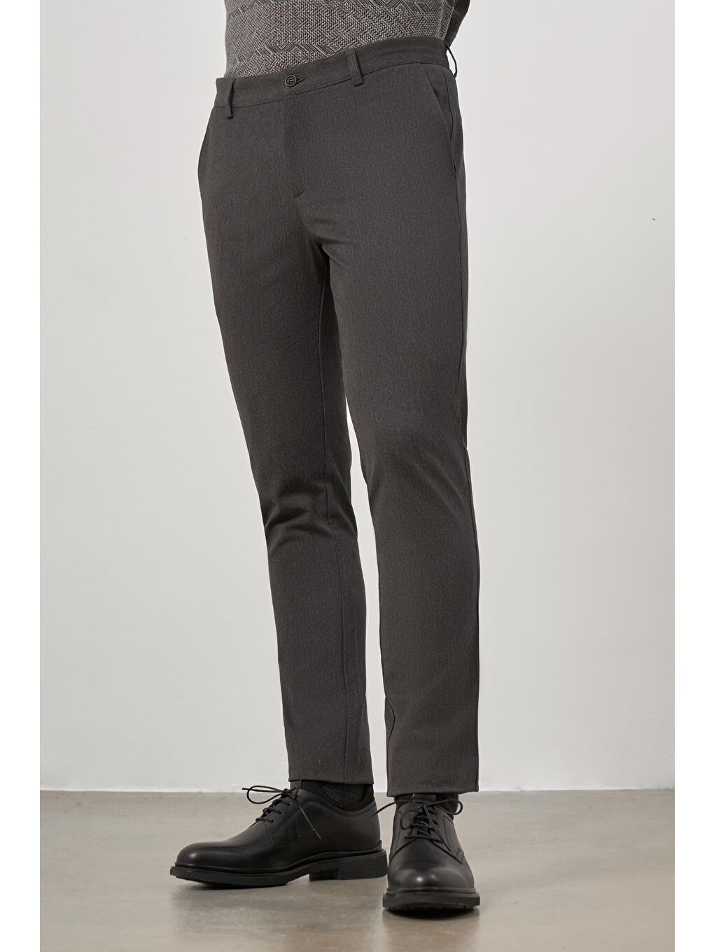 Koyu Antrasit Pamuklu Yandan Cepli Casual Slim Fit Chino Pantolon 1003245102