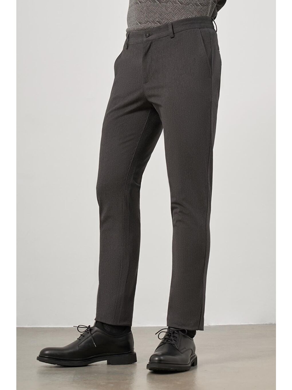 Koyu Antrasit Pamuklu Yandan Cepli Casual Slim Fit Chino Pantolon 1003245102-2