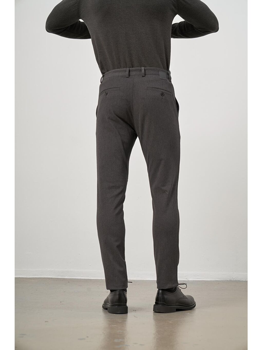 Koyu Antrasit Pamuklu Yandan Cepli Casual Slim Fit Chino Pantolon 1003245102-5