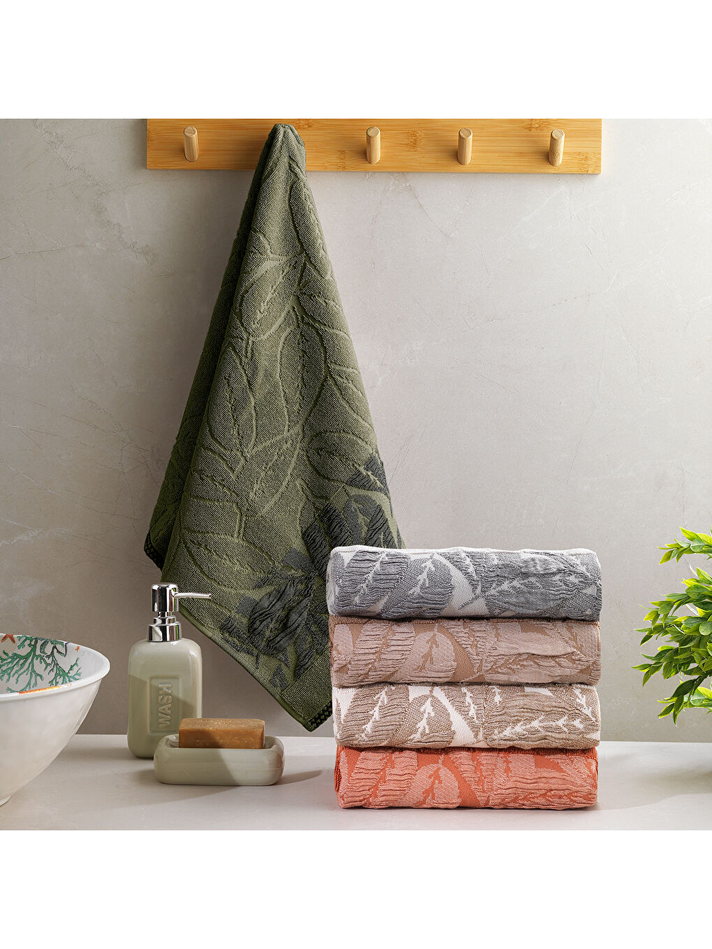 Yeşil Home Adore Jakarlı Havlu