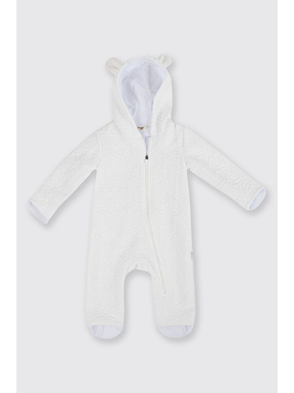 Yenidoğan Patikli Fermuarlı Beyaz Tulum