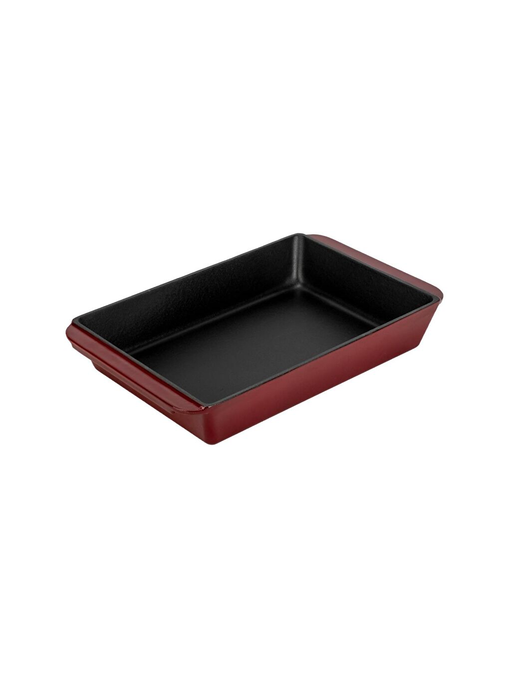 Bordo Dikdörtgen Rosto ve Fırın Tepsisi Döküm Demir Yekpare Çift Kulplu Ölçü 21x33cm.-1