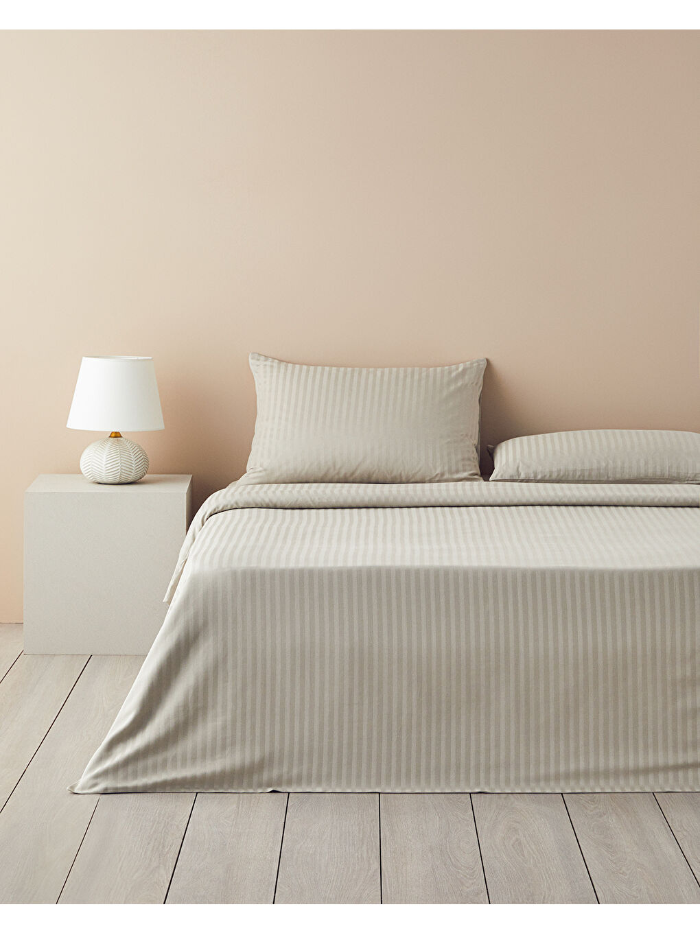 Bej Crystal İpeksi Twill Tek Kişilik Nevresim Takımı Taş Rengi-1