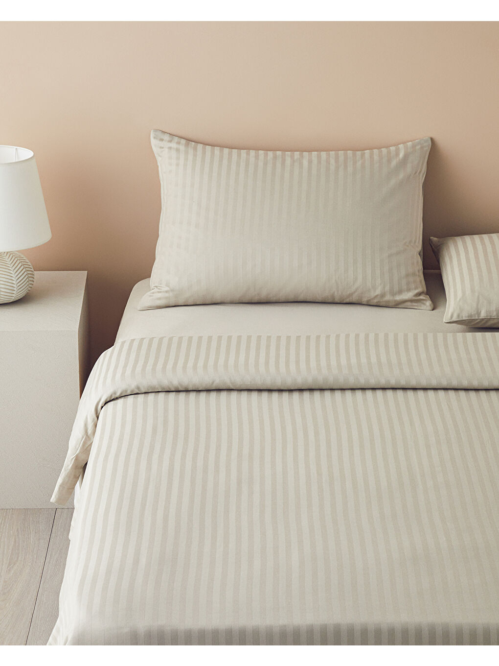 Bej Crystal İpeksi Twill Tek Kişilik Nevresim Takımı Taş Rengi-2