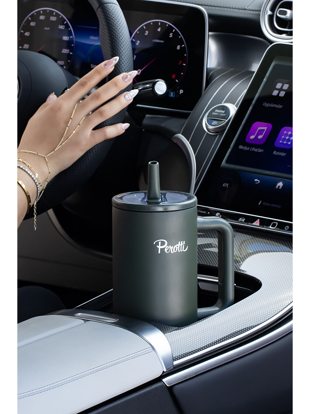 17238-3 Colte V2 Paslanmaz Çelik Sporcu Termos Bardak Matara Yeşil 1,2 Lt-1