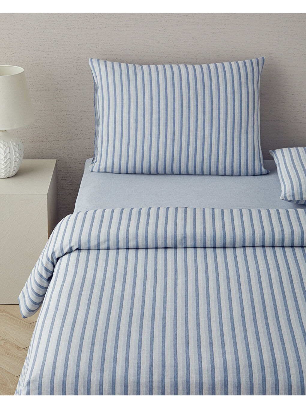 Elite Lines İpliği Boyalı Tek Kişilik Nevresim Takımı Lacivert-1