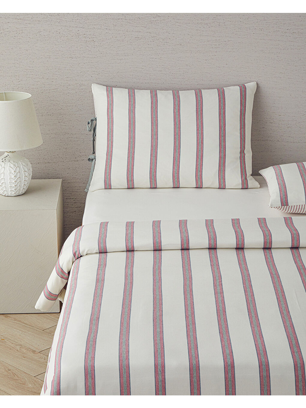 Cool Stripe İpliği Boyalı Tek Kişilik Nevresim Takımı 160x220 cm Bordo-Yeşil-2