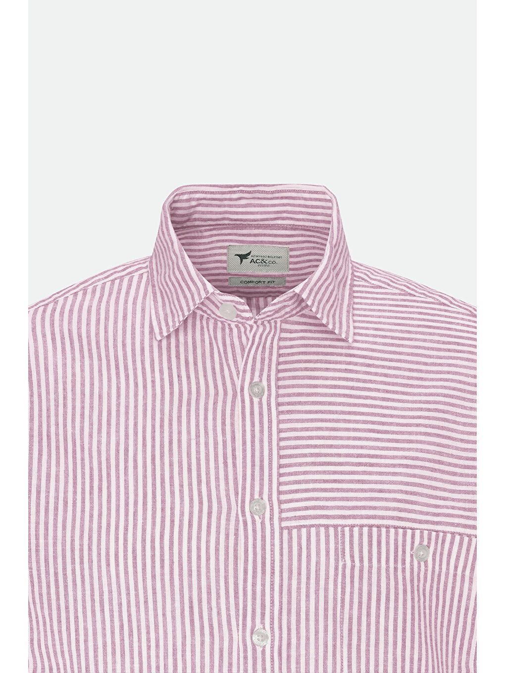 Beyaz Erkek MERCAN BEYAZ Keten Comfort Fit Rahat Kesim Klasik Yaka Çizgili Gömlek-8