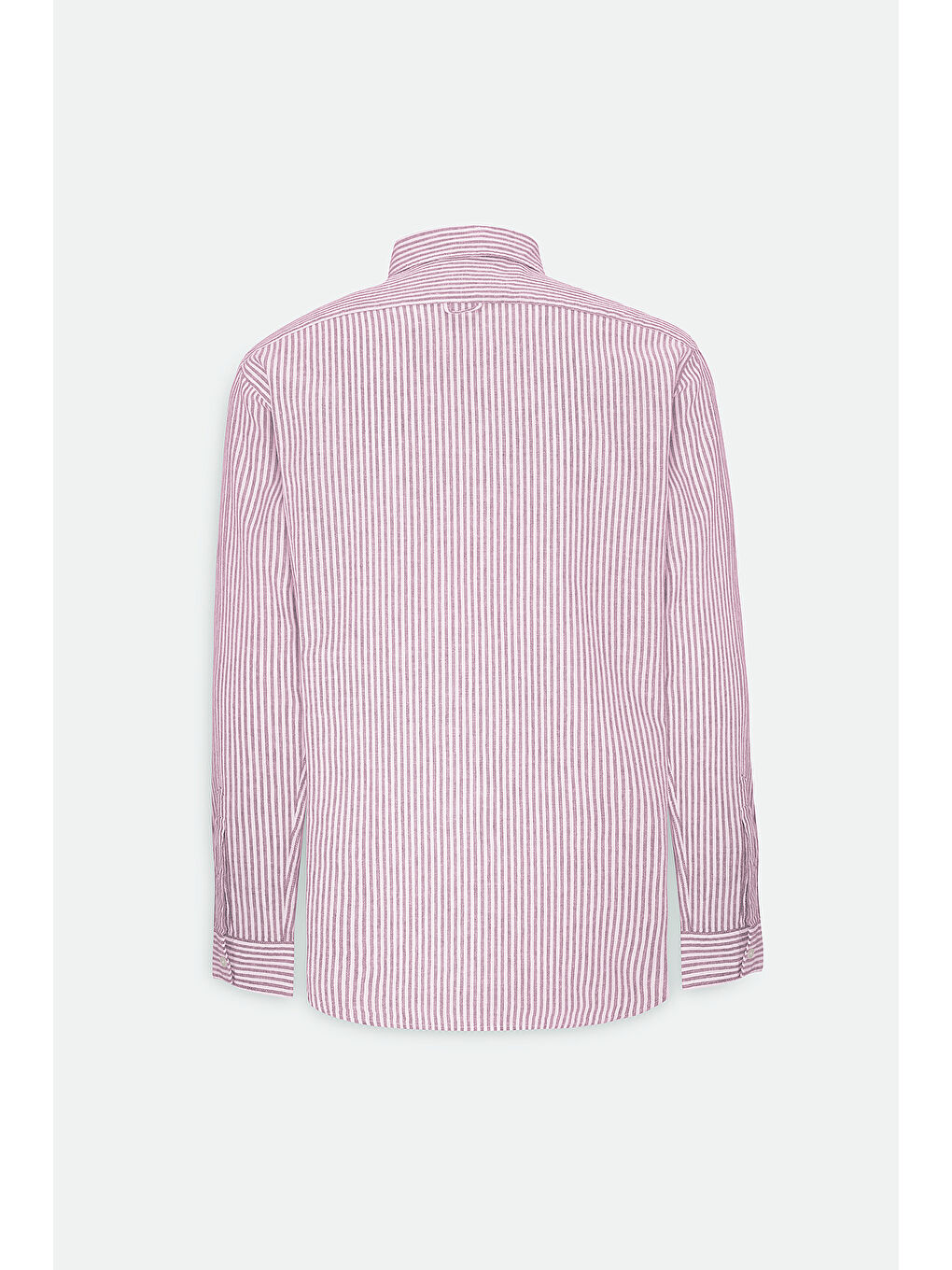 Beyaz Erkek MERCAN BEYAZ Keten Comfort Fit Rahat Kesim Klasik Yaka Çizgili Gömlek-10