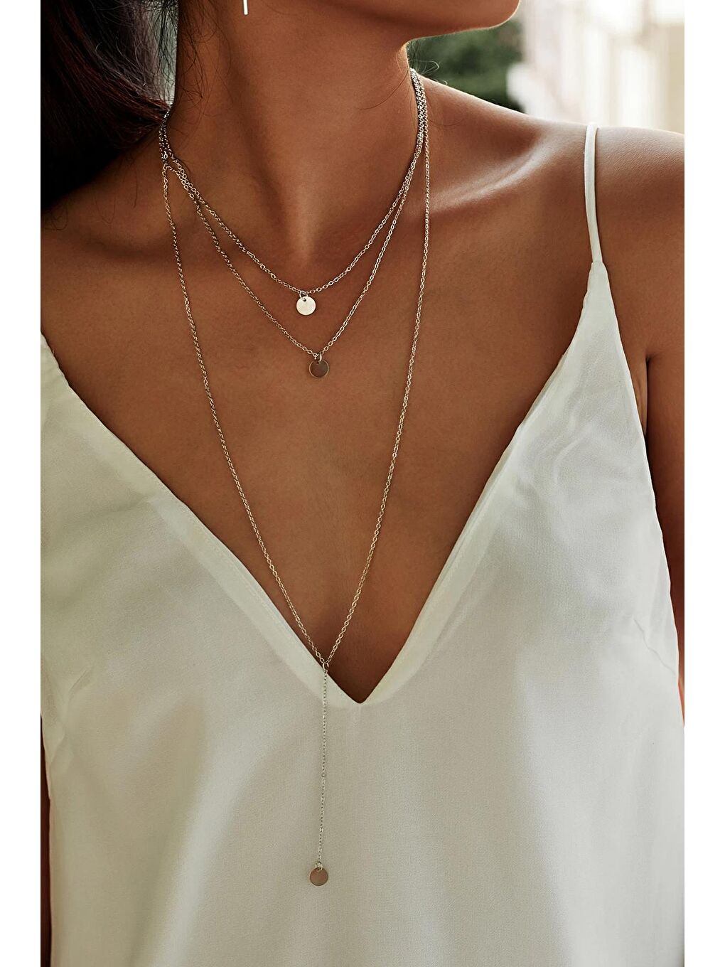 Gri Stam Kolye Gümüş Renkli-1