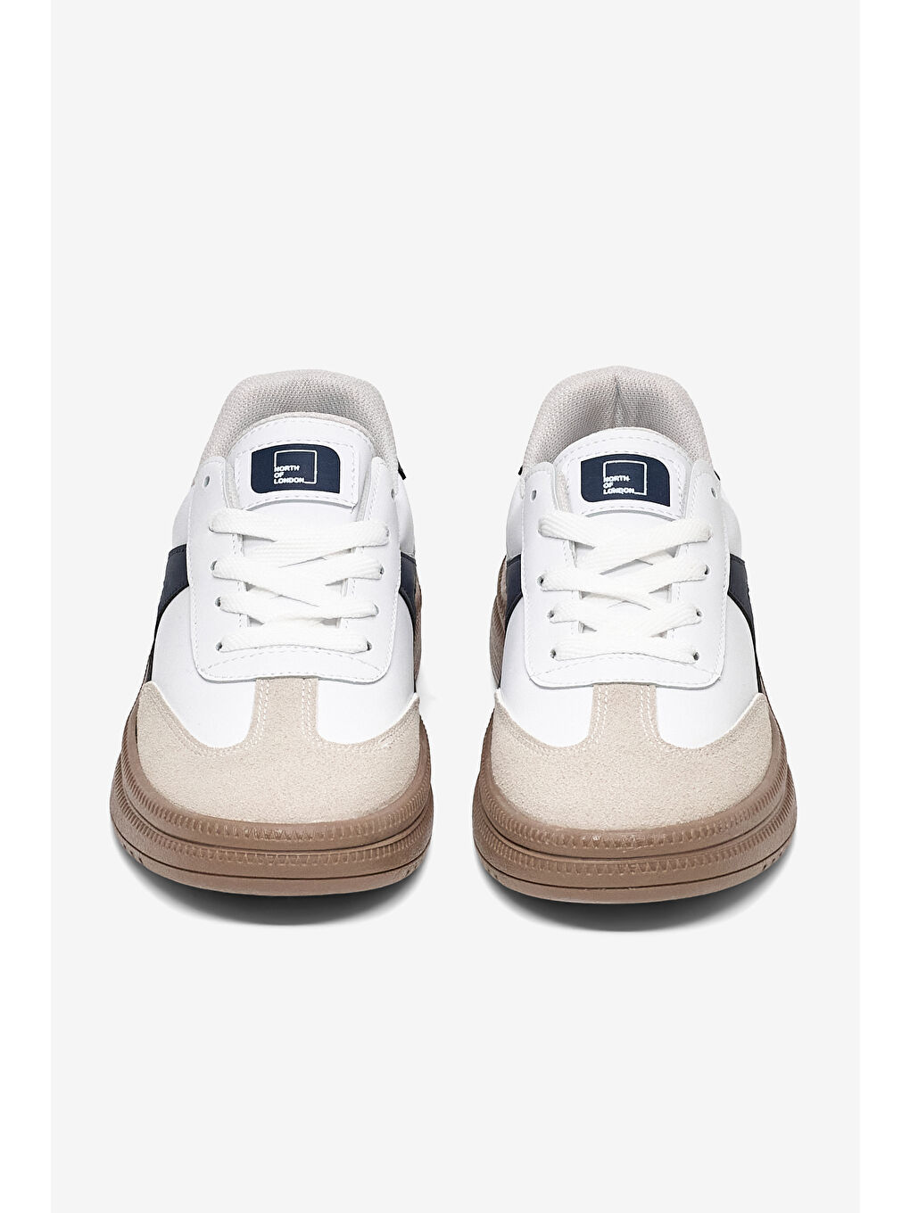 Kadın Beyaz Lacivert Rahat Kalıp Kauçuk Taban Bağcıklı Sneaker-4