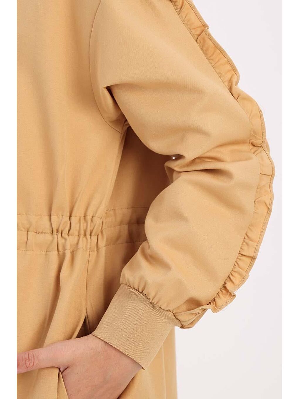 Sarı-Büzgülü Fermuarlı Kap-4