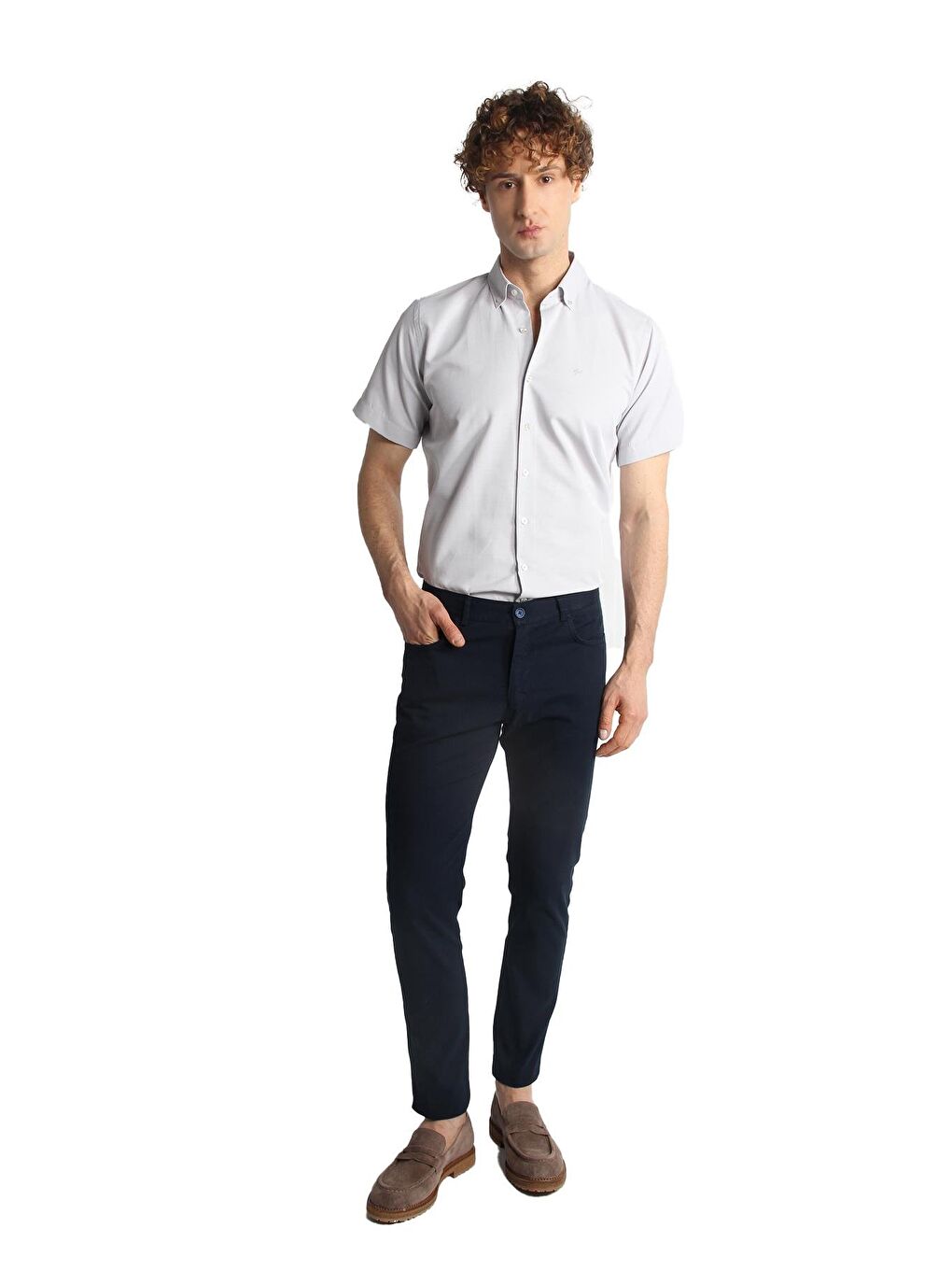 Erkek Lacivert Slim Fit / Dar Kalıp Pantolon-1