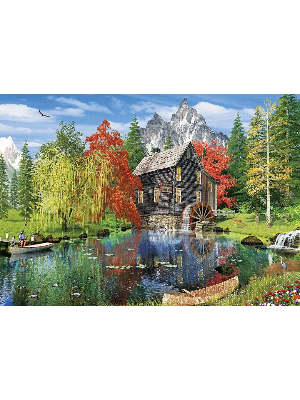 Art Puzzle Karışık 1500 Parça Puzzle Değirmen Kenarında Balık Avı - 2