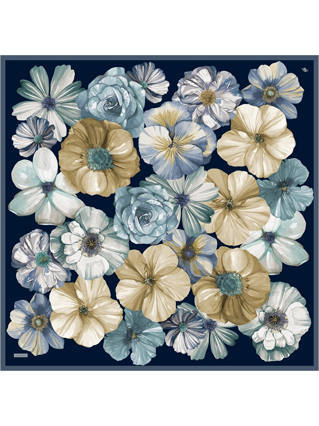Lacivert Saf İpek Twill Eşarp 9503d 82-4