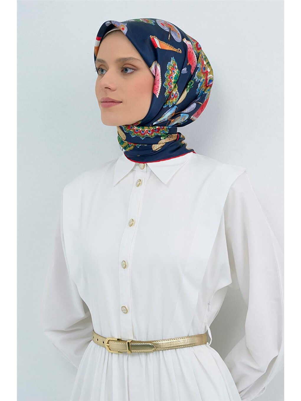Lacivert Saf İpek Twill Eşarp 9532d 31