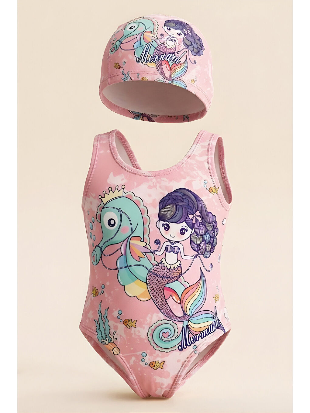 Pembe Kız Çocuk Boneli Mayo