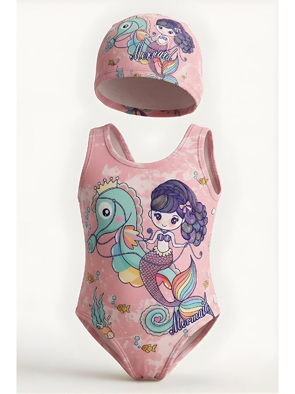 Pembe Kız Çocuk Boneli Mayo-1