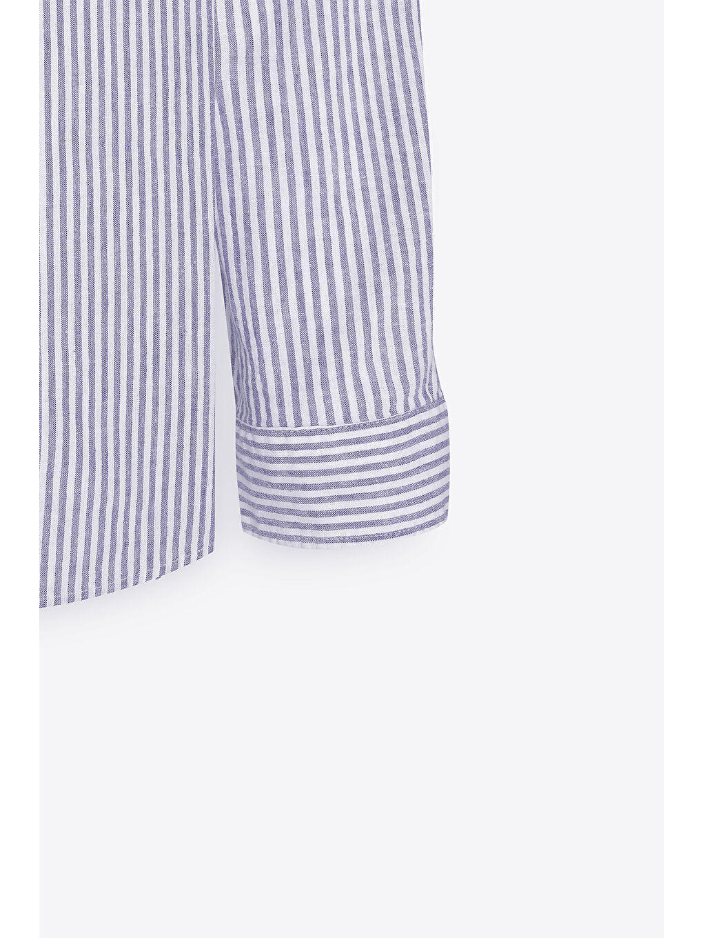 Erkek Lacivert-Beyaz Keten Comfort Fit Rahat Kesim Klasik Yaka Çizgili Gömlek-8