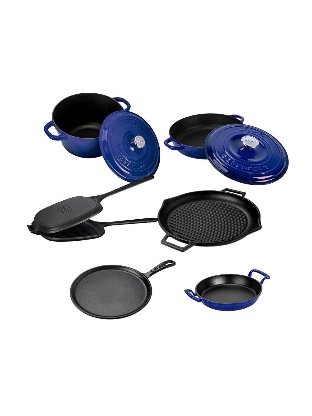 LAVA Mavi Döküm 6x Trendy Serisi 9 Parça Tencere & Tava Seti - 2