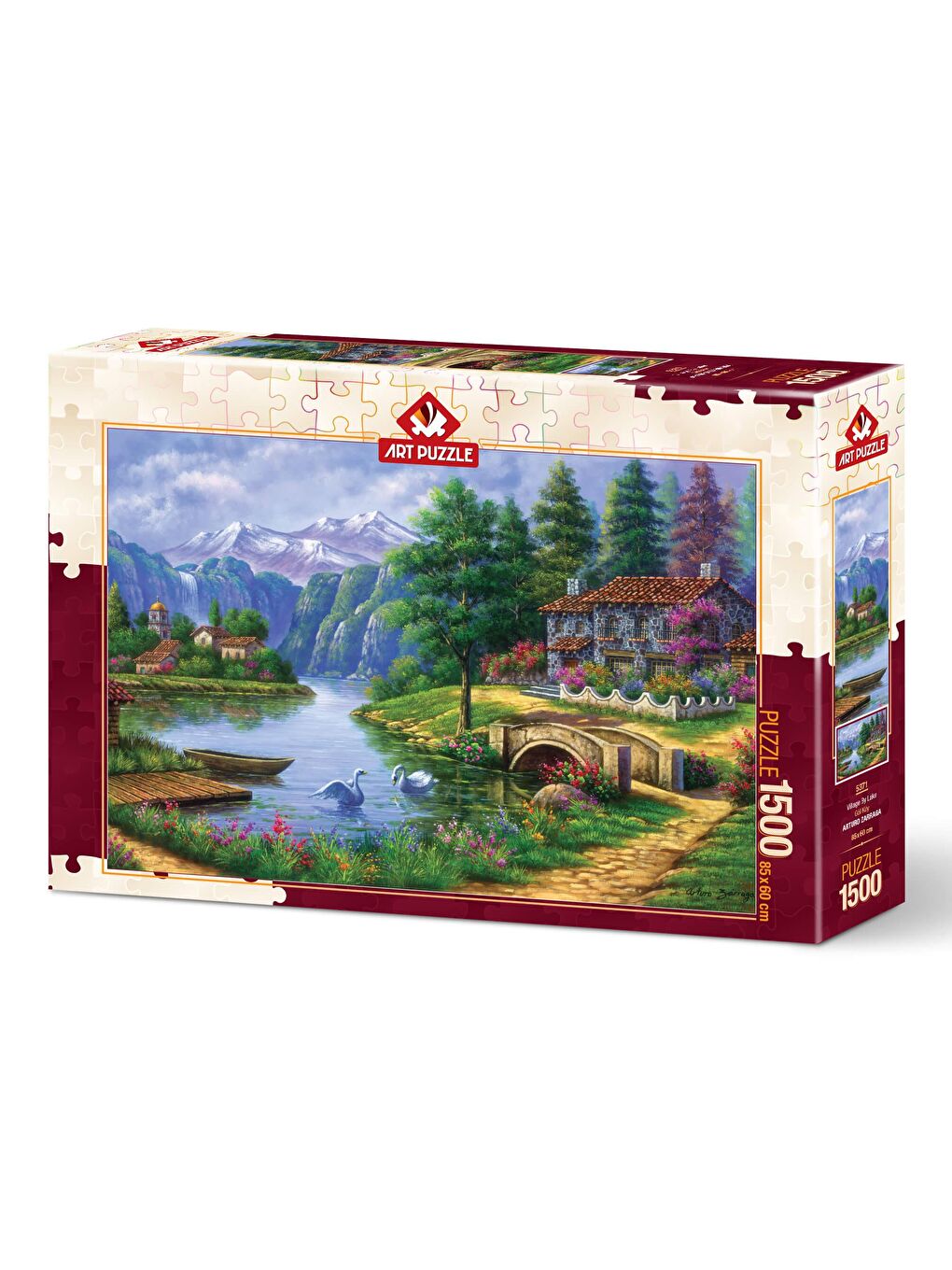 Art Puzzle Karışık 1500 Parça Puzzle Göl Köy - 1