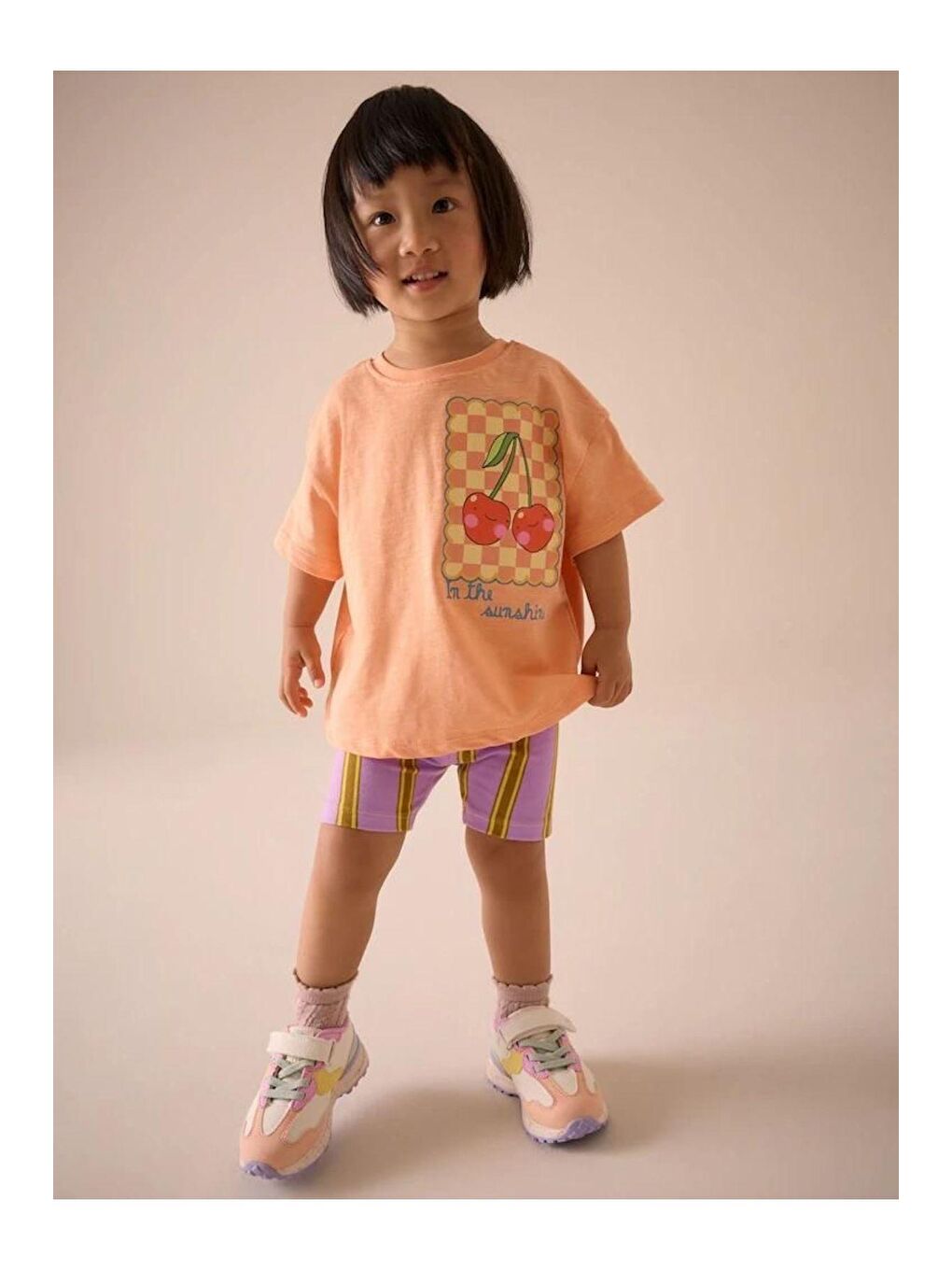 Lacivert Kız Çocuk Baskılı Şortlu Alt Üst Takım