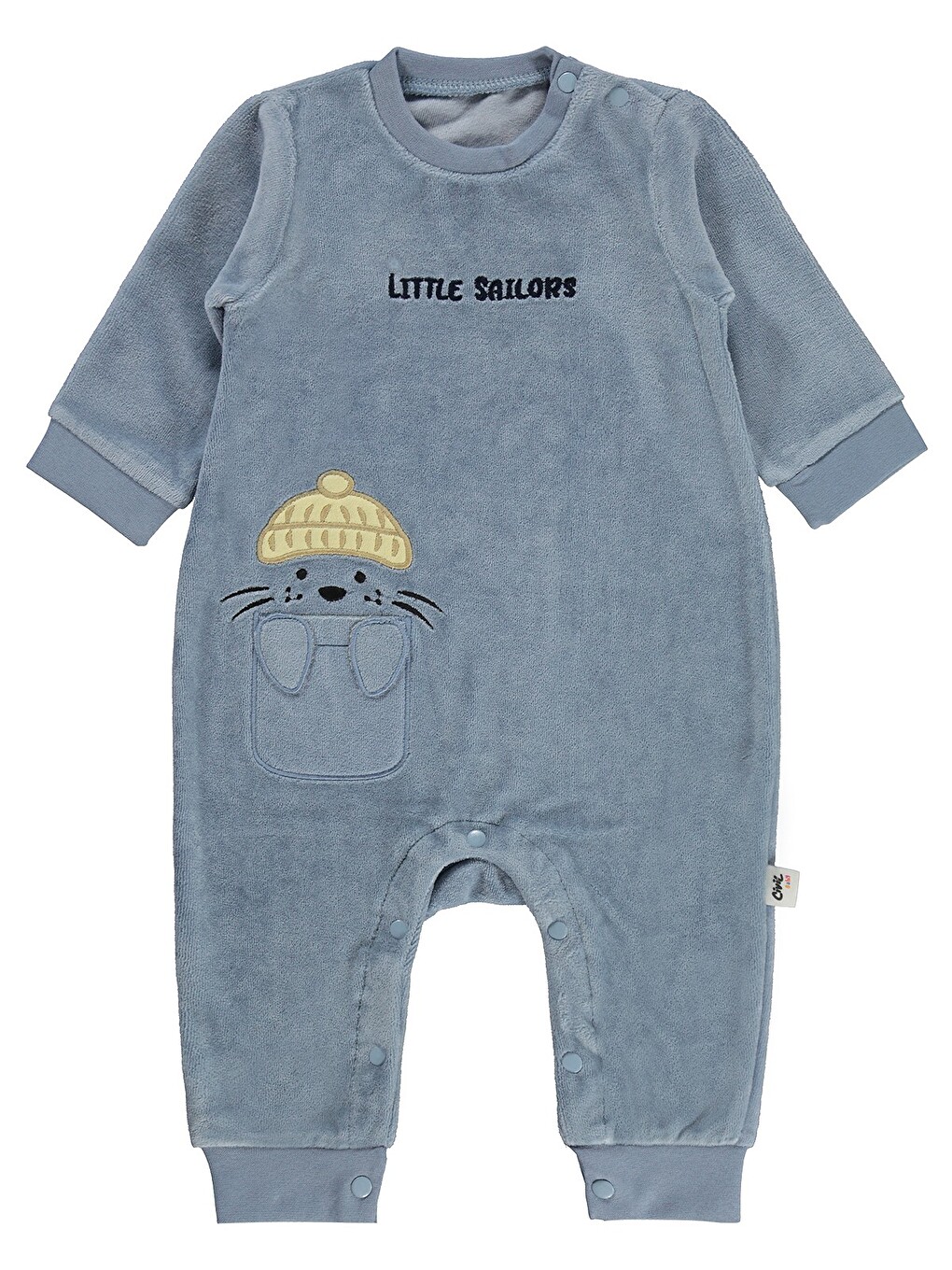 Baby Fok Balığı Nakışlı 6-18 Ay Tulum - Mavi