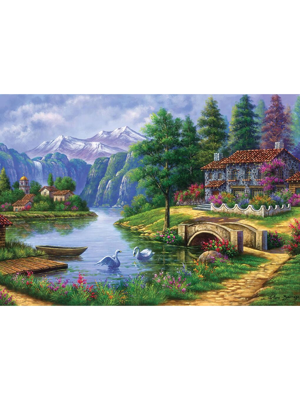 Art Puzzle Karışık 1500 Parça Puzzle Göl Köy - 2