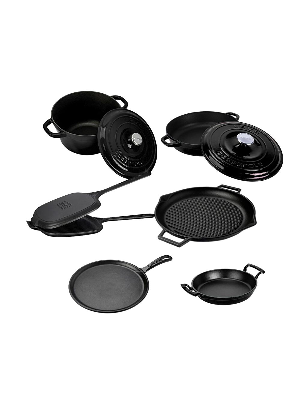 LAVA Siyah Döküm 6x Trendy Serisi 9 Parça Tencere & Tava Seti - 2