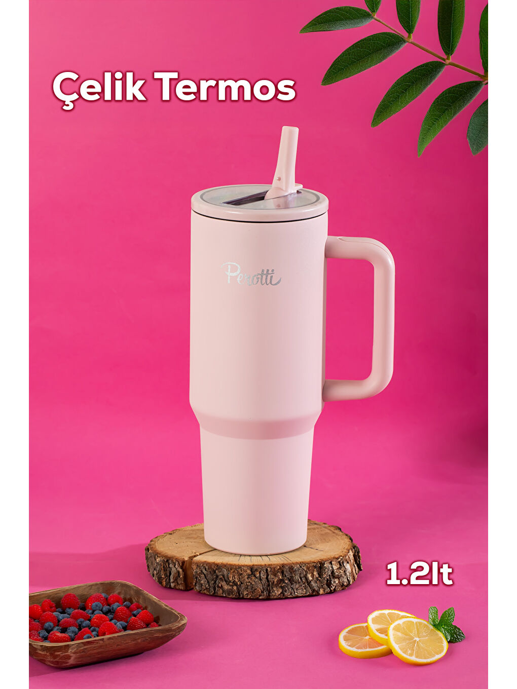 17238-2 Colte V2 Paslanmaz Çelik Sporcu Termos Bardak Matara Pembe 1,2 Lt