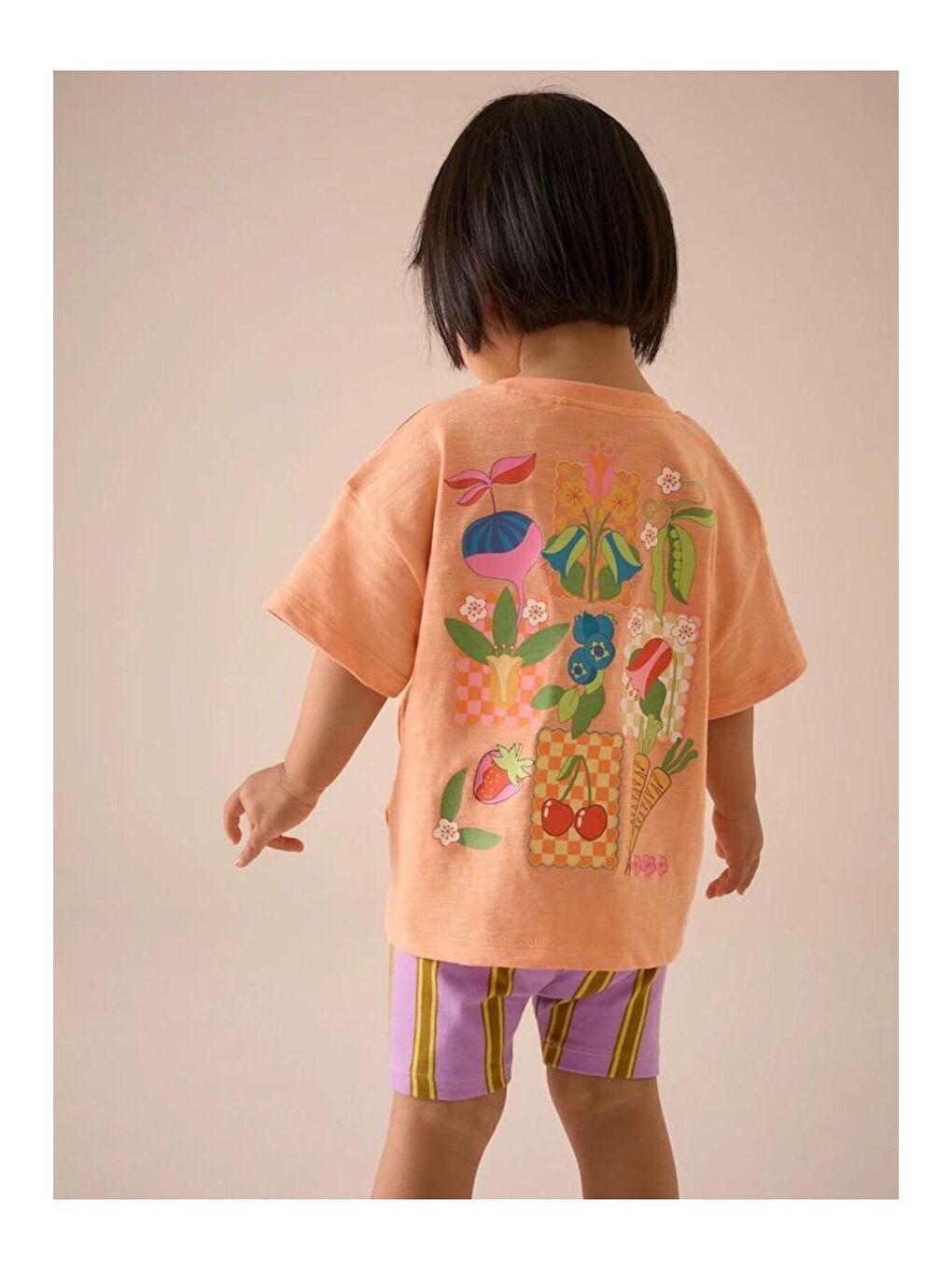 Lacivert Kız Çocuk Baskılı Şortlu Alt Üst Takım-1