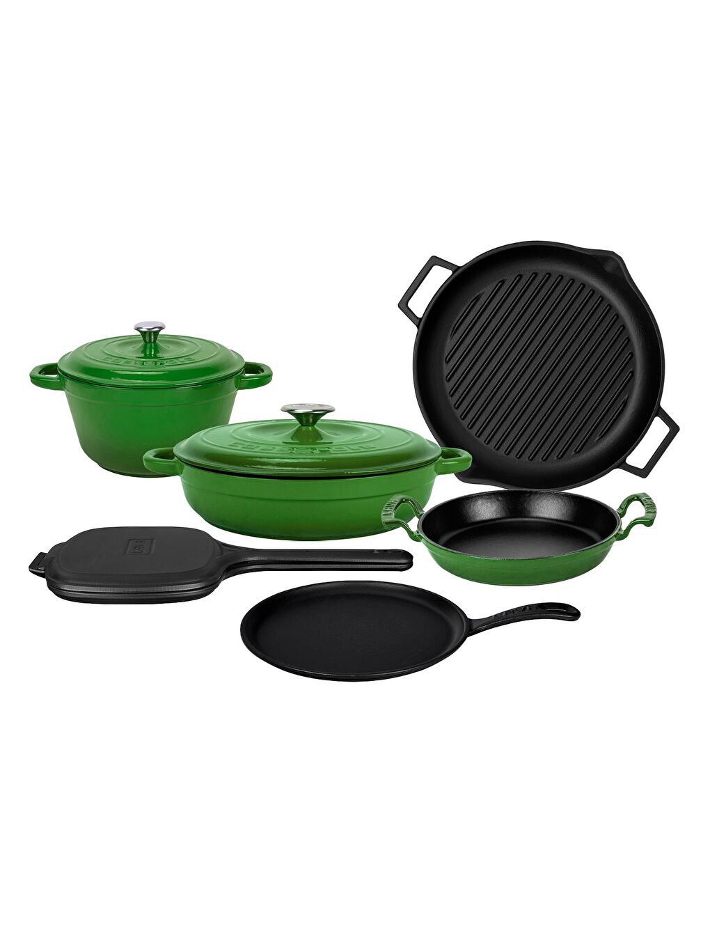 Yeşil Döküm 6x Trendy Serisi 9 Parça Tencere & Tava Seti-1
