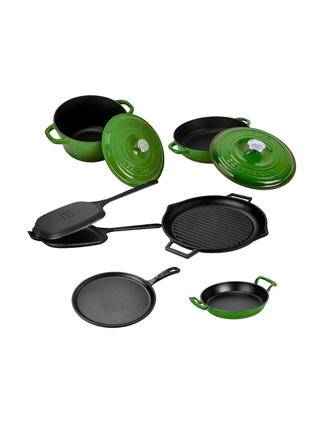 Yeşil Döküm 6x Trendy Serisi 9 Parça Tencere & Tava Seti-2