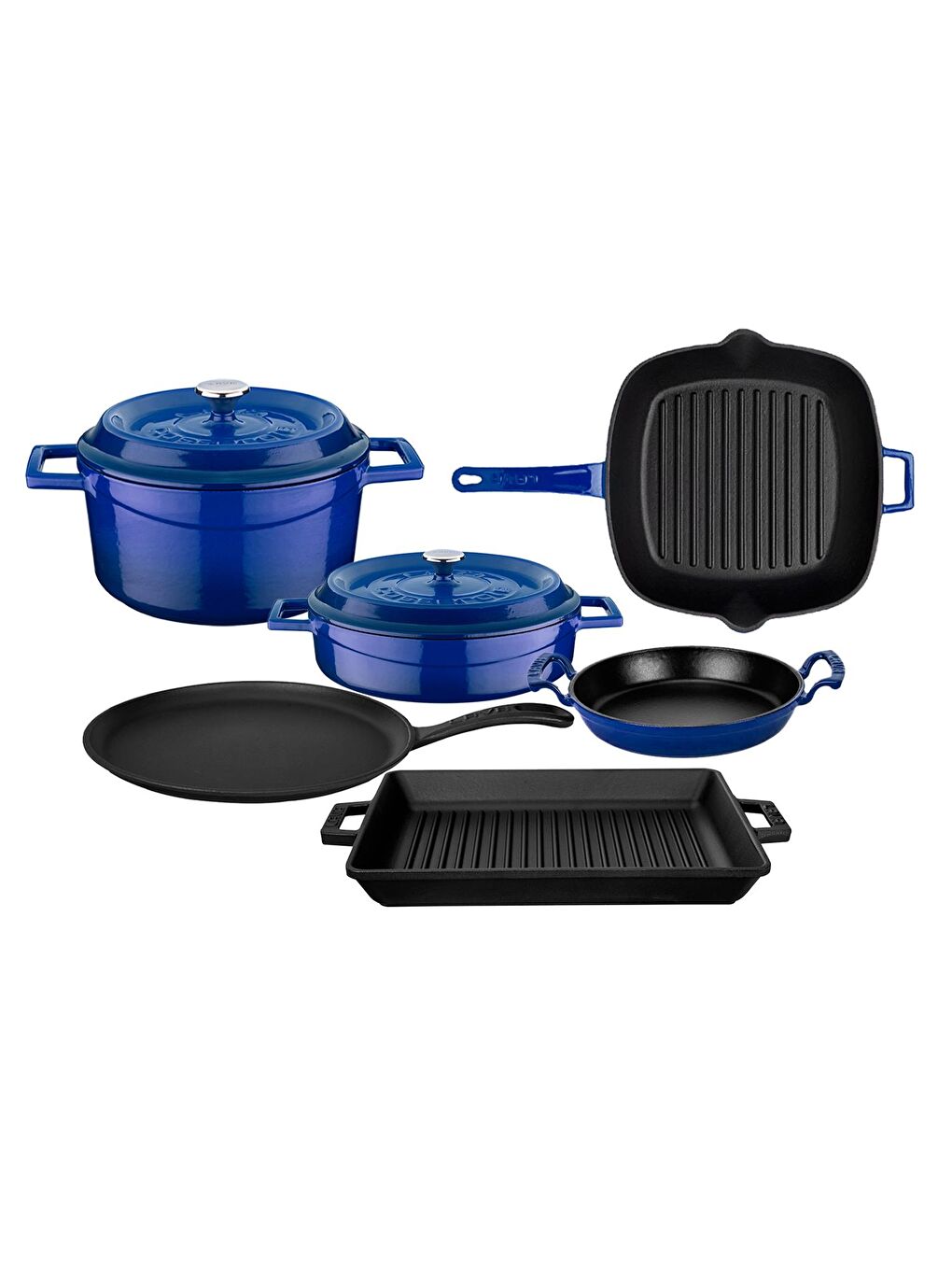 LAVA Mavi Döküm 6x Trendy Serisi 8 Parça Tencere & Tava Seti - 1