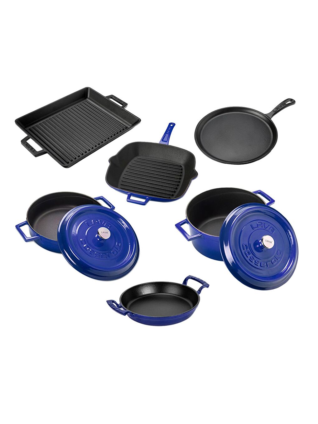 LAVA Mavi Döküm 6x Trendy Serisi 8 Parça Tencere & Tava Seti - 2