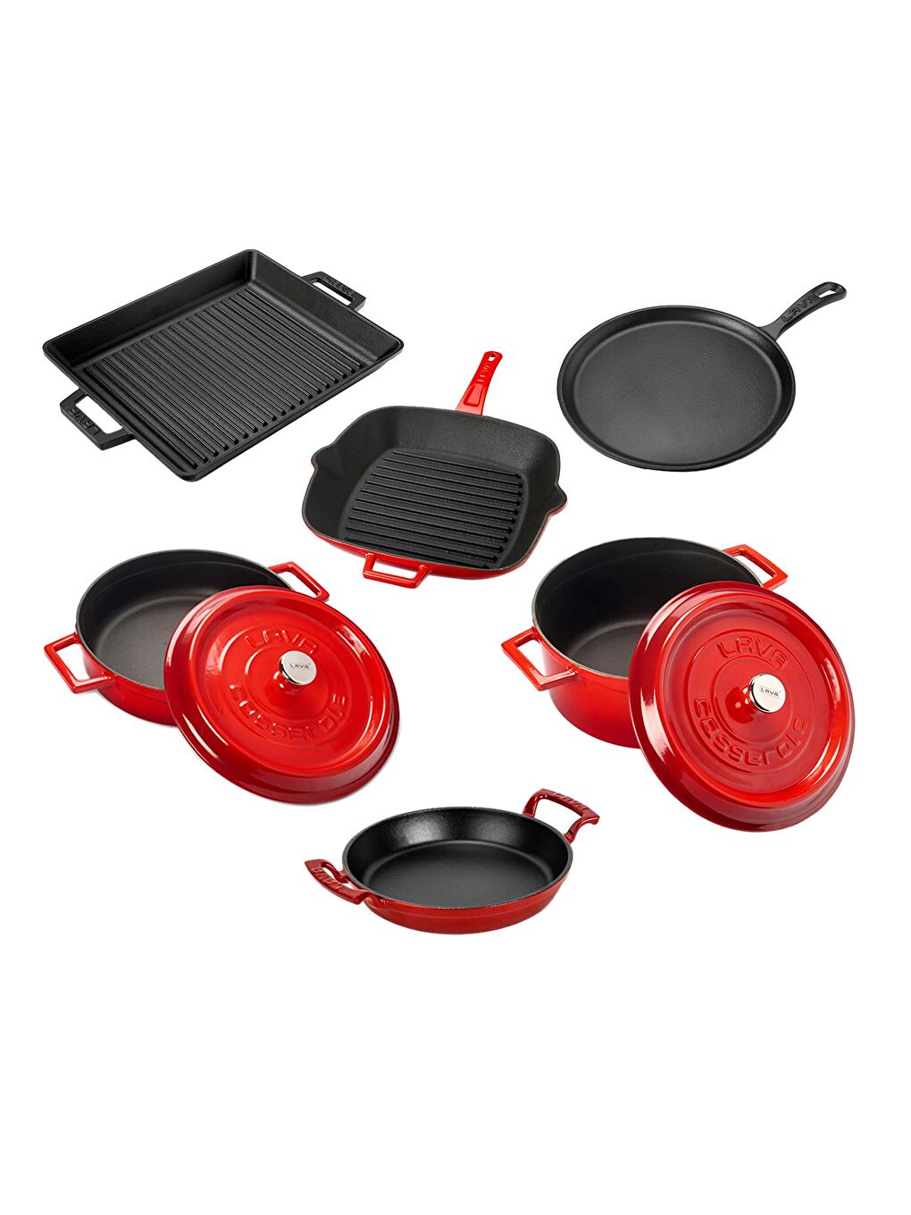 Kırmızı Döküm 6x Trendy Serisi 8 Parça Tencere & Tava Seti-2