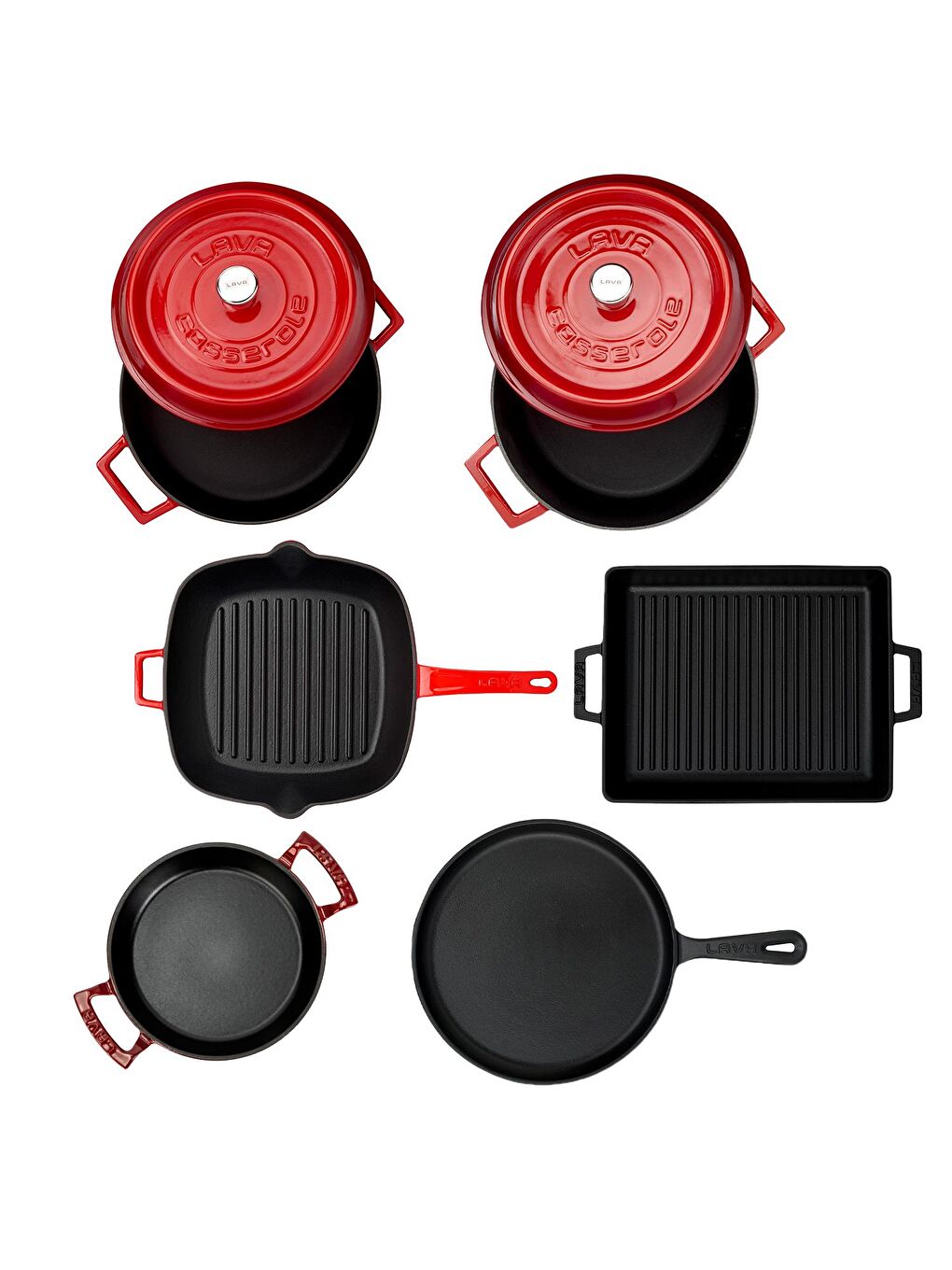 Kırmızı Döküm 6x Trendy Serisi 8 Parça Tencere & Tava Seti-3