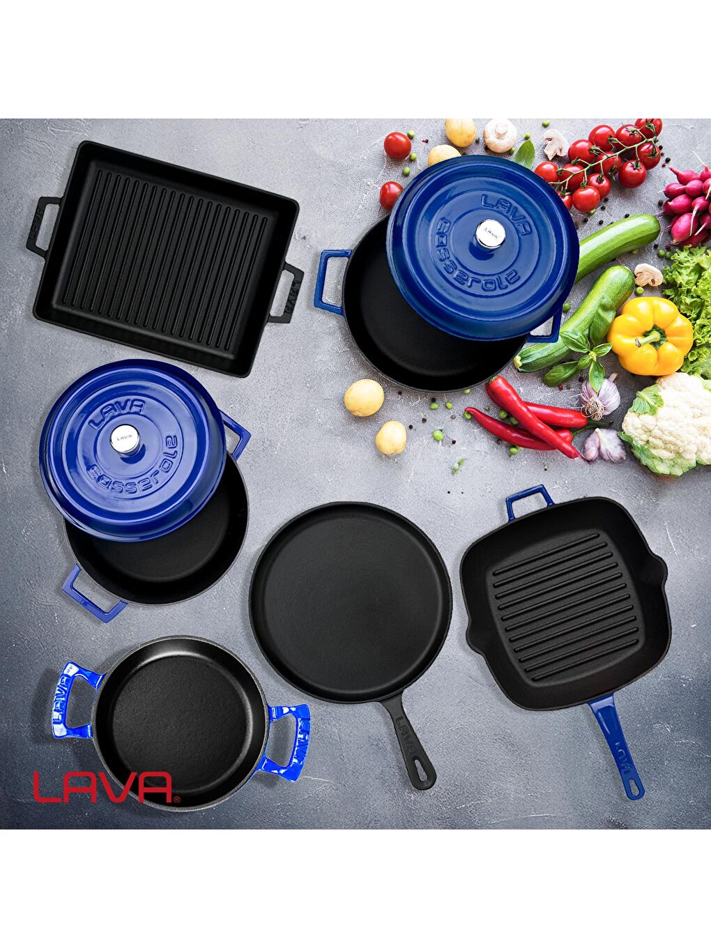 LAVA Mavi Döküm 6x Trendy Serisi 8 Parça Tencere & Tava Seti - 7