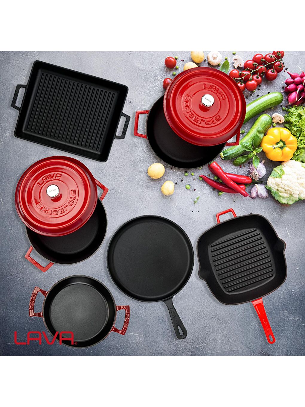 Kırmızı Döküm 6x Trendy Serisi 8 Parça Tencere & Tava Seti-7