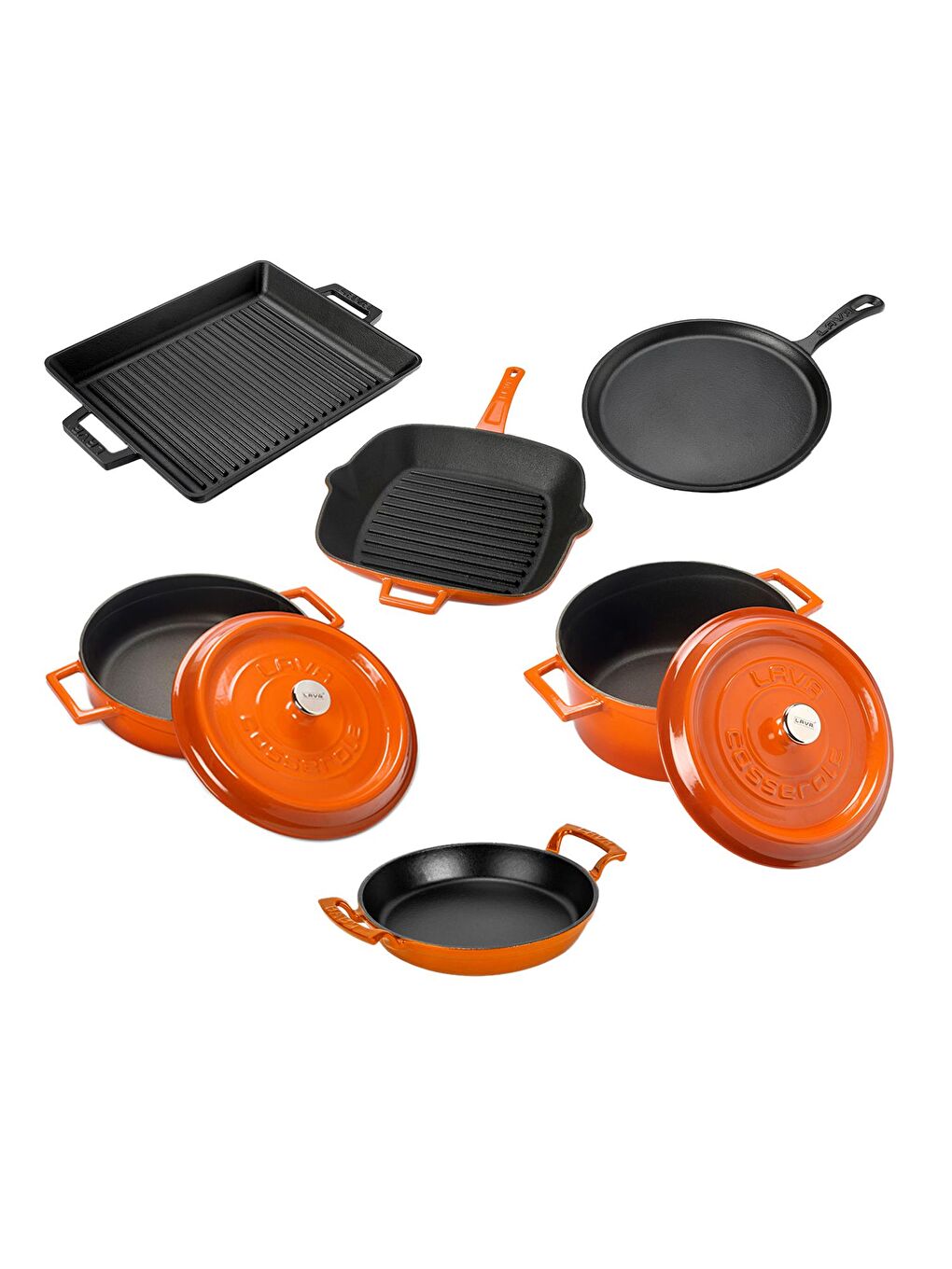 Turuncu Döküm 6x Trendy Serisi 8 Parça Tencere & Tava Seti-2