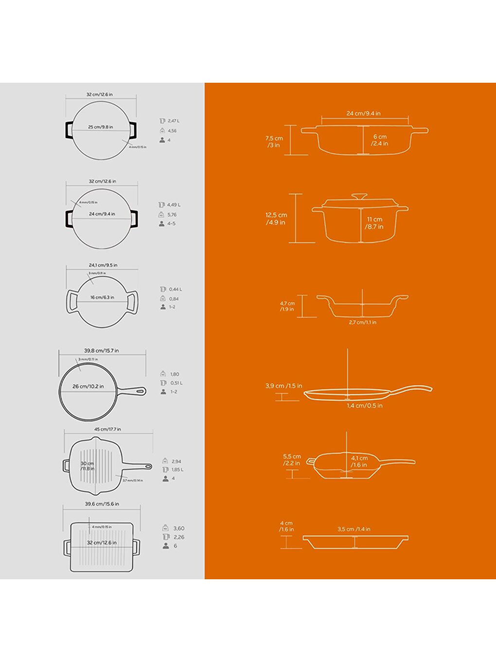 Turuncu Döküm 6x Trendy Serisi 8 Parça Tencere & Tava Seti-5