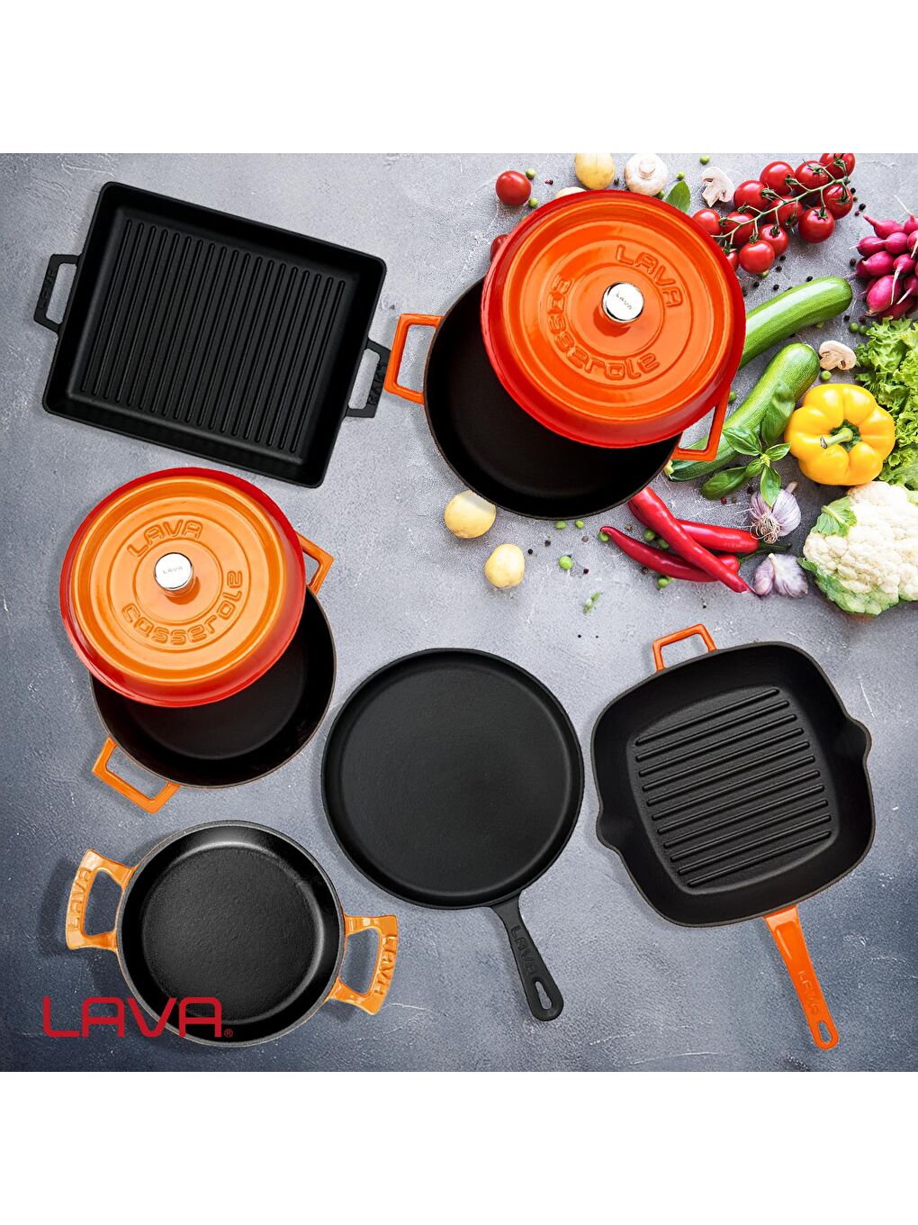 Turuncu Döküm 6x Trendy Serisi 8 Parça Tencere & Tava Seti-7