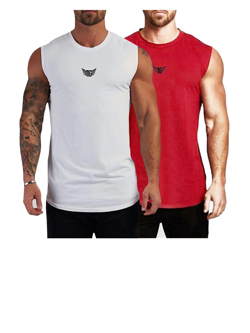 GENIUS STORE Beyaz Erkek Nem Emici Hızlı Kuruma Atletik Teknik Performans Sporcu Sıfır Kol T-shirt MG-ATLET2