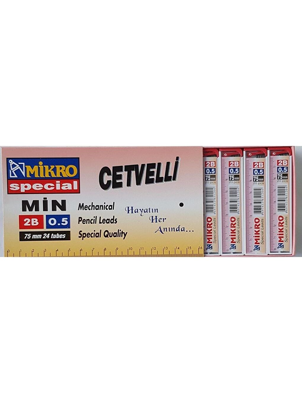 Mikro Siyah Cetvelli 2B Kalem Ucu 75 mm 0.5 (24 Tüp)