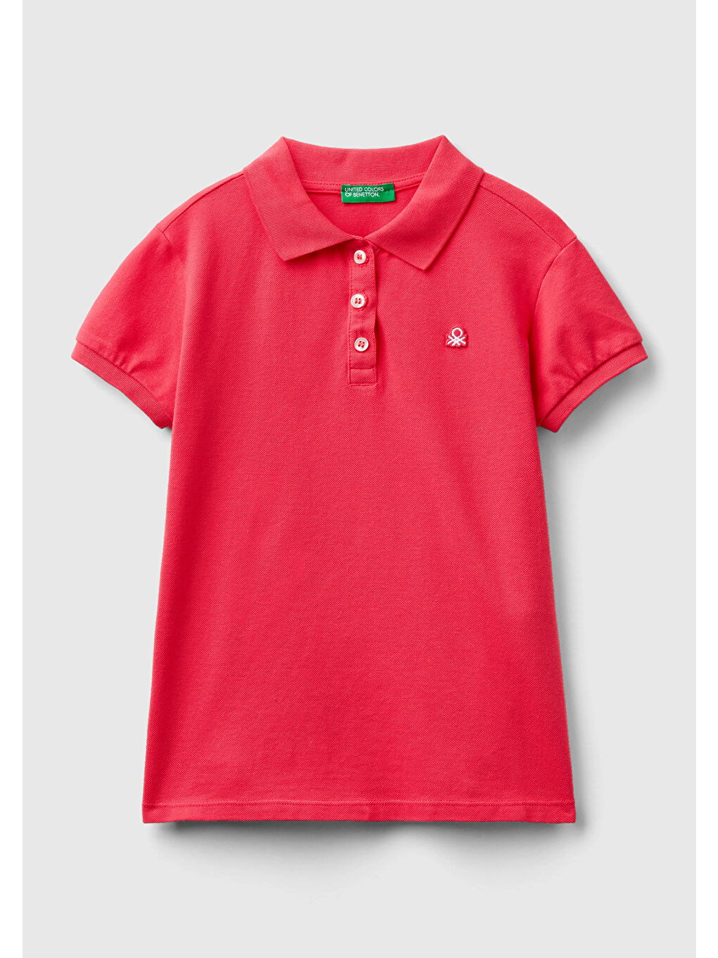 United Colors Of Benetton Fuşya Kız Çocuk Fuşya Logolu Pike Polo  Yaka T-Shirt