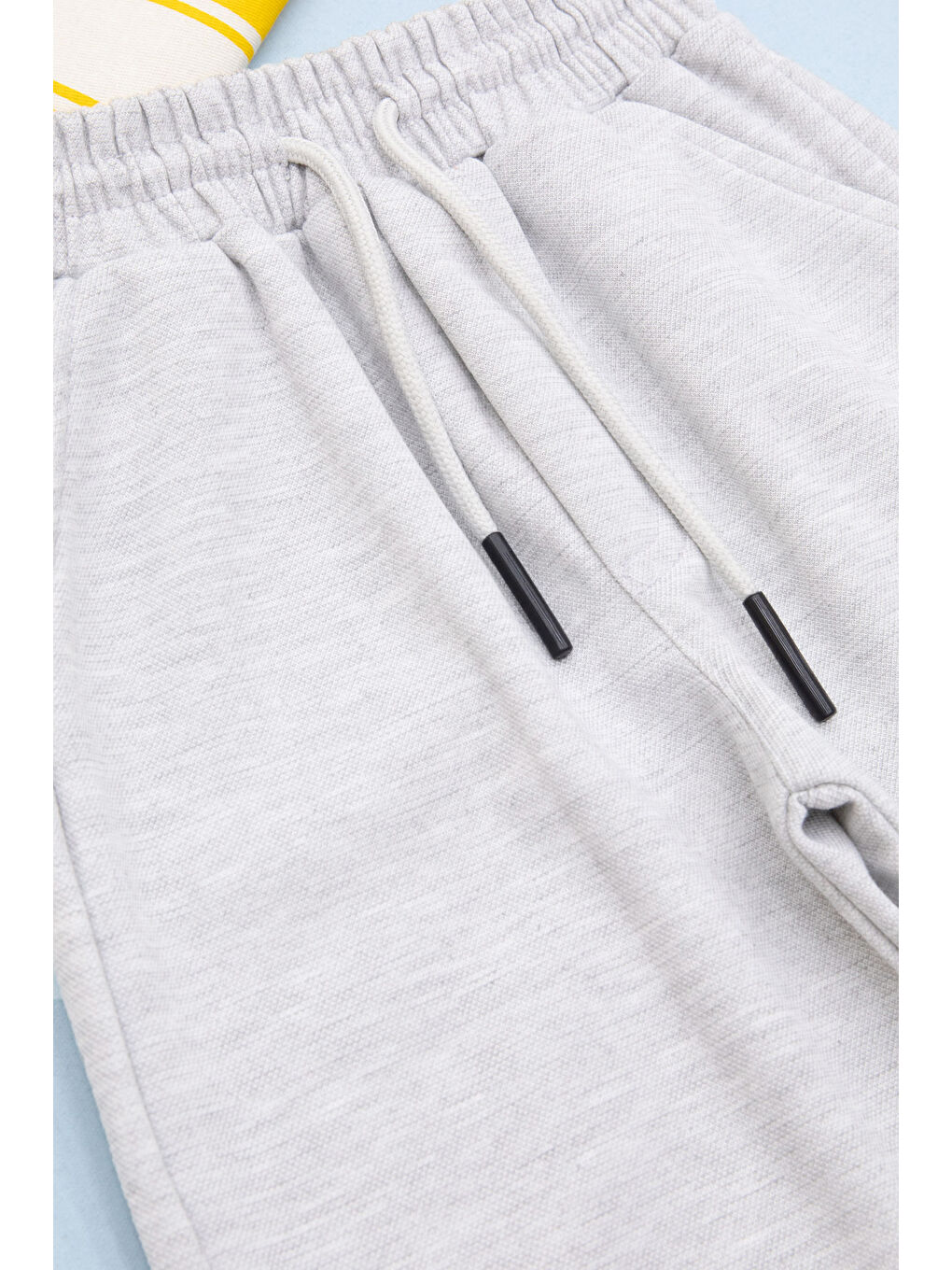 Açık Gri Beli Lastikli Jogger Kumaş Tek Kargo Cepli Erkek Çocuk Şort 21173-2