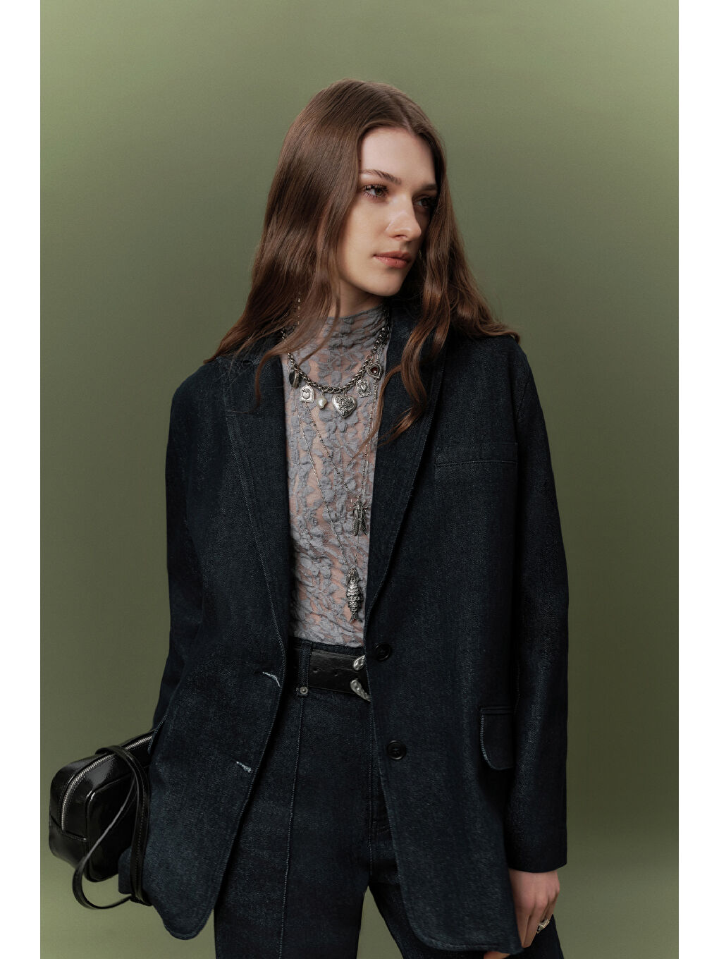 Denım Klasik Blazer Ceket Derin Mavi