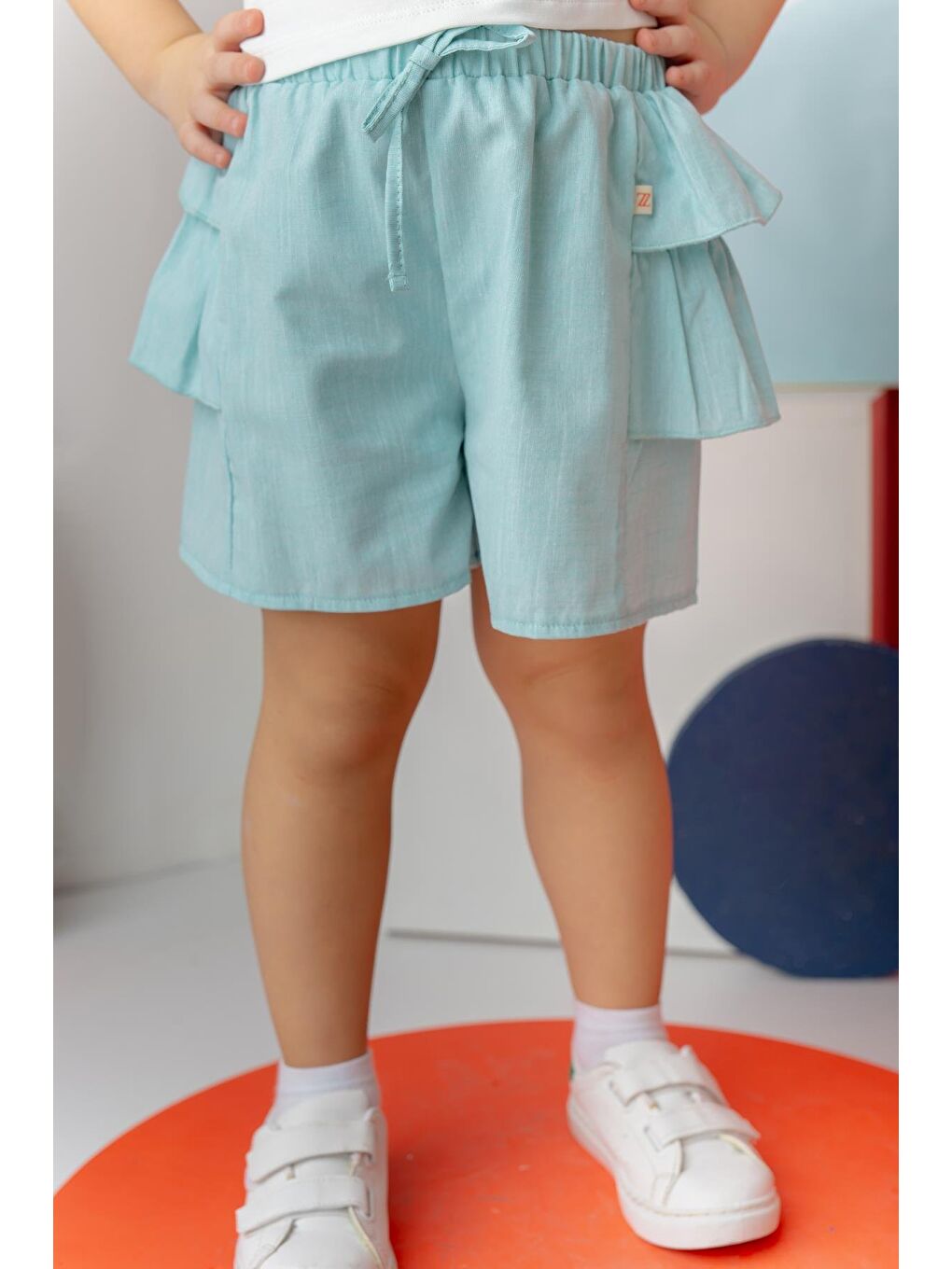 Yeşil Kız Çocuk Katlı Şort Etek - Mint