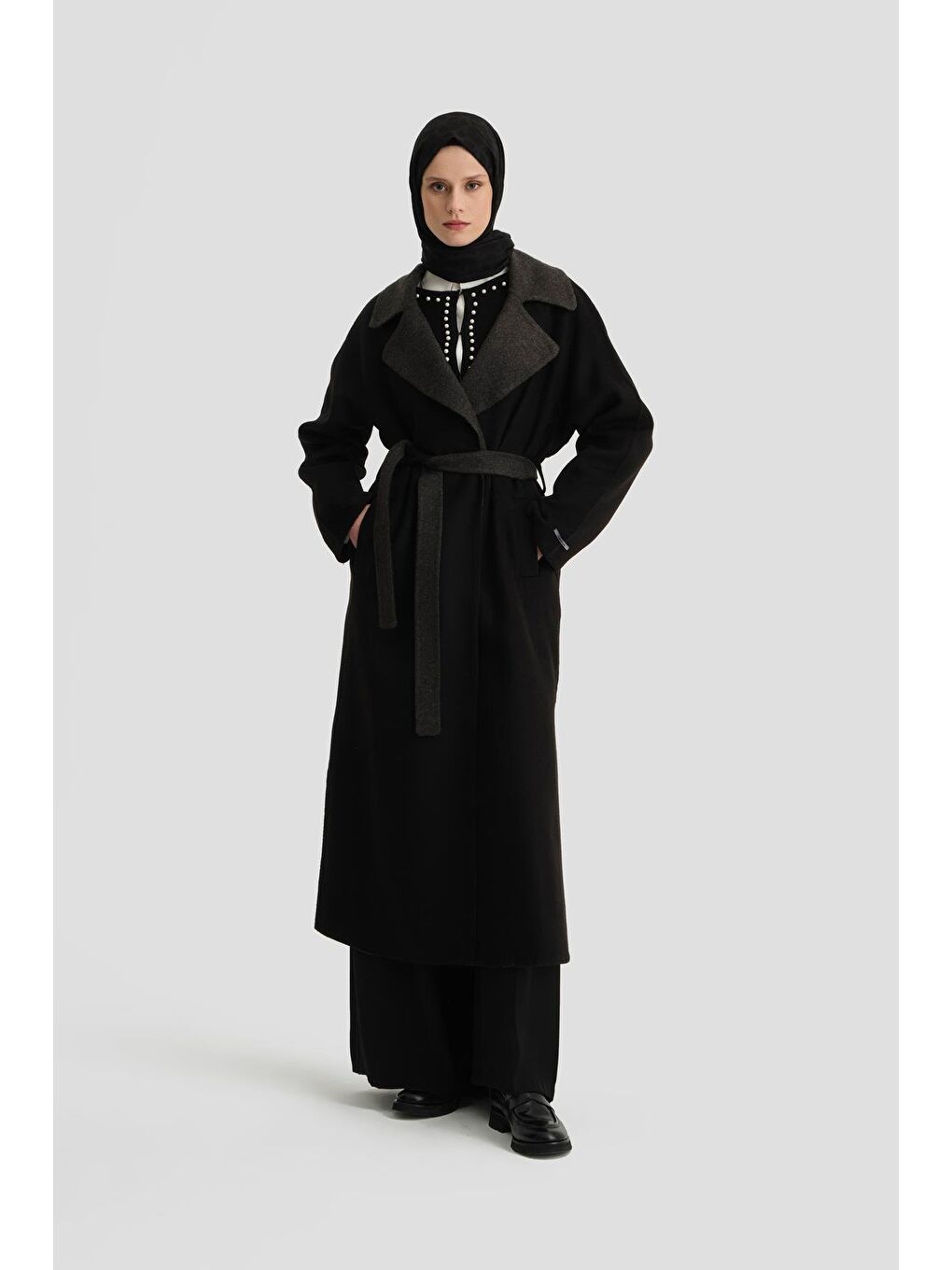 ARMİNE Erkek Yaka Handmade Manto 24K8110 Siyah - 1